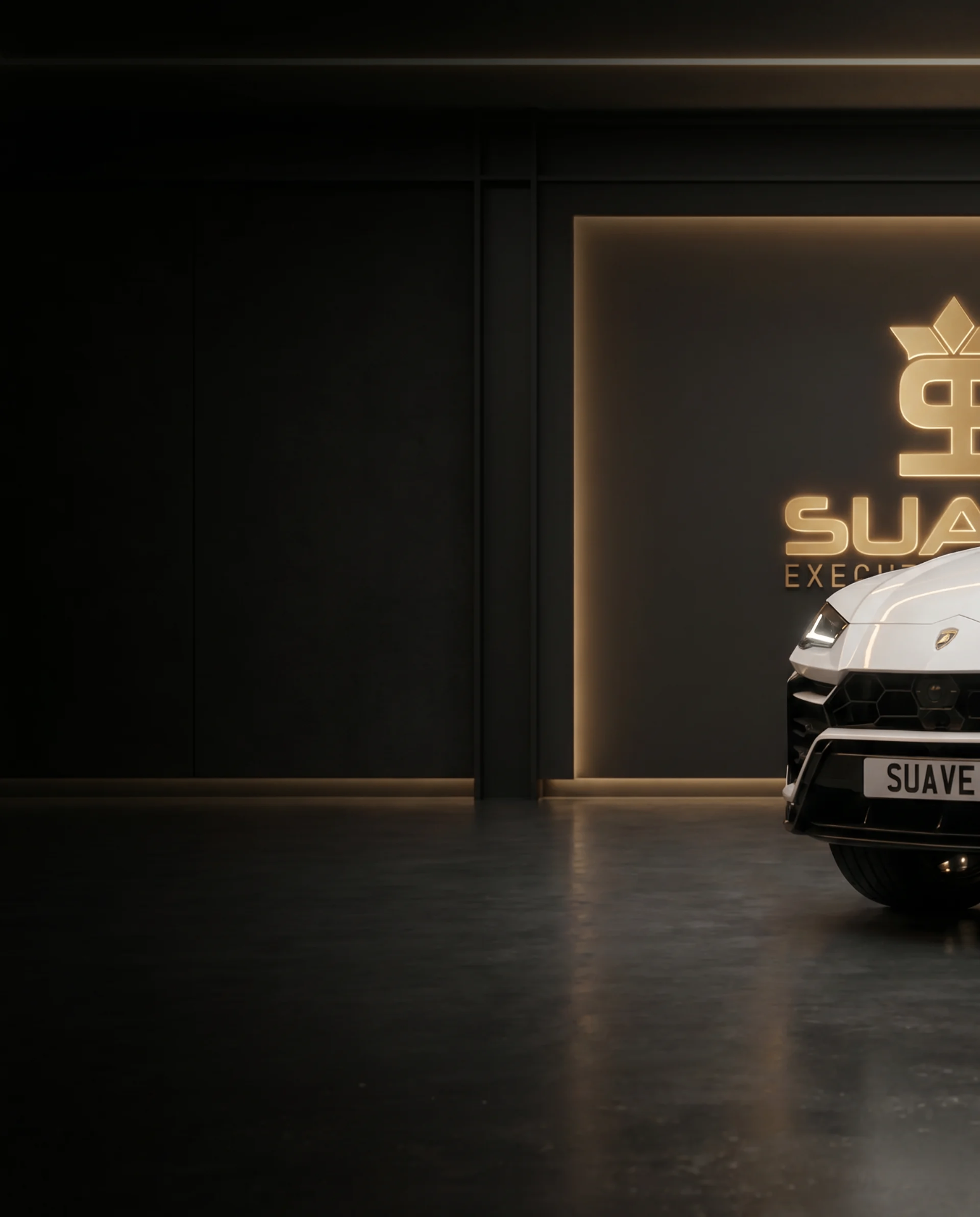Suave executive vehicle in private showroom